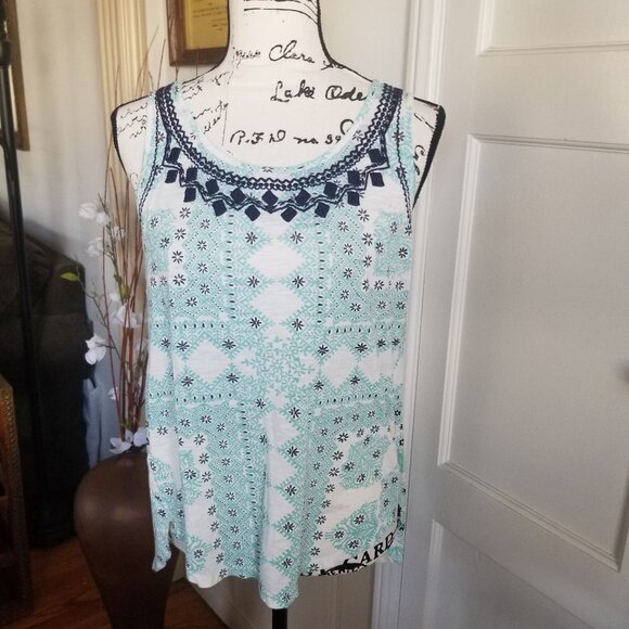 Lucky Brand Tops - Lucky Brand Sleeveless Embroidered Tank Top Sz S